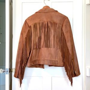 Whetblu real leather fringe coat
